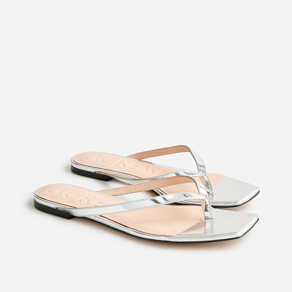 J Crew New Capri thong sandals in metallic leather BX890